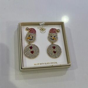 Eye Candy Red and Gold Snowman Earrings